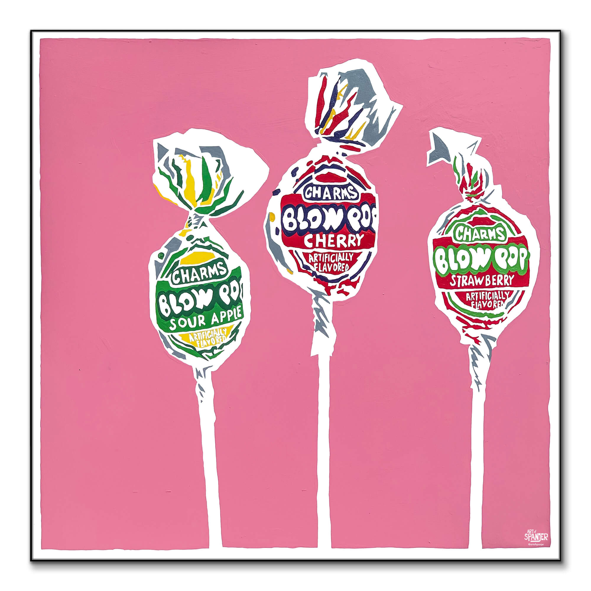 Pop Art Meets Nostalgia: Spanjer’s Playful Take on Charms Blow Pop Lollipops