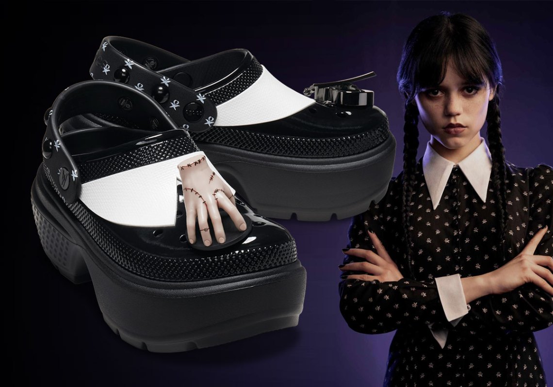 Wednesday Addams and The Thing Bring the Crocs Stomp Clog to Life: A Dark and Whimsical Fashion Connection 