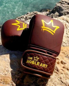 A pair of Frank’s Noble Art Boxing Gloves crafted from premium leather, featuring ergonomic design and elegant stitching.