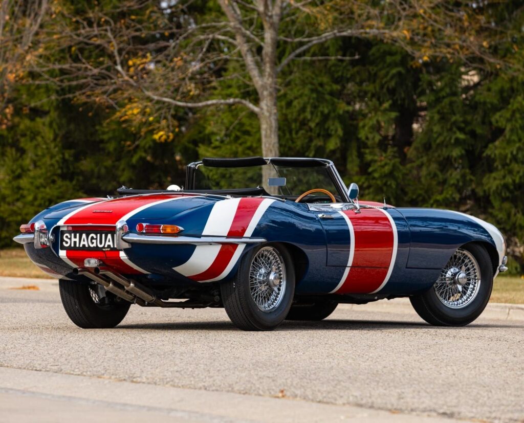 The iconic Austin Powers Shaguar, a Jaguar E-Type with a Union Jack paint job, is now up for sale as a piece of film history.