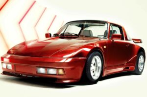 Gemballa Porsche 911 with widebody kit, custom aerodynamic design, and high-performance upgrades parked on a scenic road.