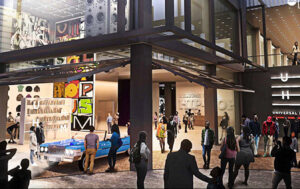 The Universal Hip Hop Museum under construction in the Bronx, featuring future interactive exhibits and cultural artifacts. 