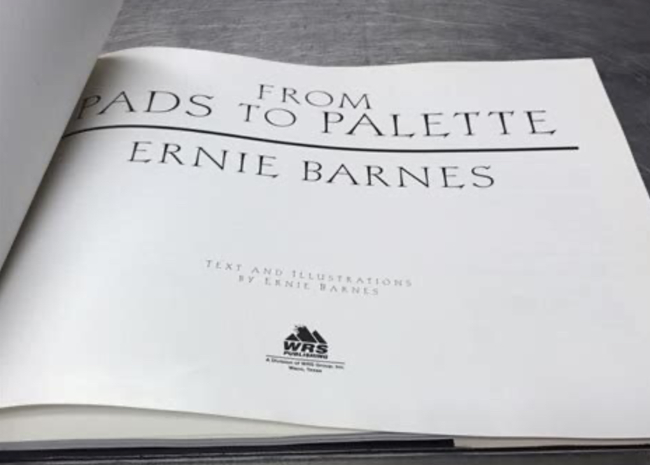 Cover of Ernie Barnes’s autobiography From Pads to Palette, detailing his transition from football to painting.