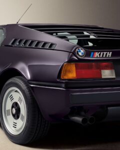 Ronnie Fieg’s restored 1981 BMW M1 E26 in Techno Violet, featuring Kith monogram interiors and luxury vintage detailing.
