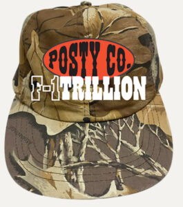 Post Malone F-1 Trillion Camo Hat featuring an all-over camouflage pattern, commemorating the F-1 Trillion tour.
