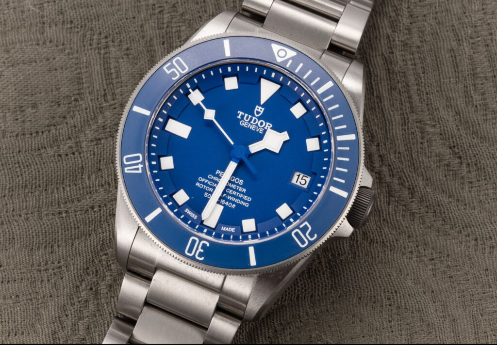 Tudor Black Bay Fifty-Eight, a vintage-inspired luxury watch with a 39mm case and modern in-house movement, on display.