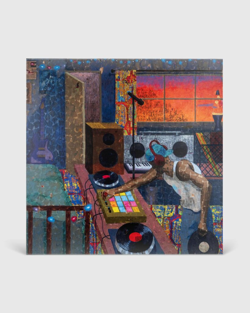 Timbaland x Derek Fordjour Vinyl Record featuring intricate album art by Fordjour, blending music and visual storytelling.