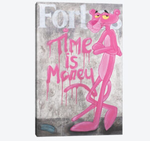 Artash Hakobyan’s Pink Panther artwork featuring vibrant colors, layered textures, and cultural commentary