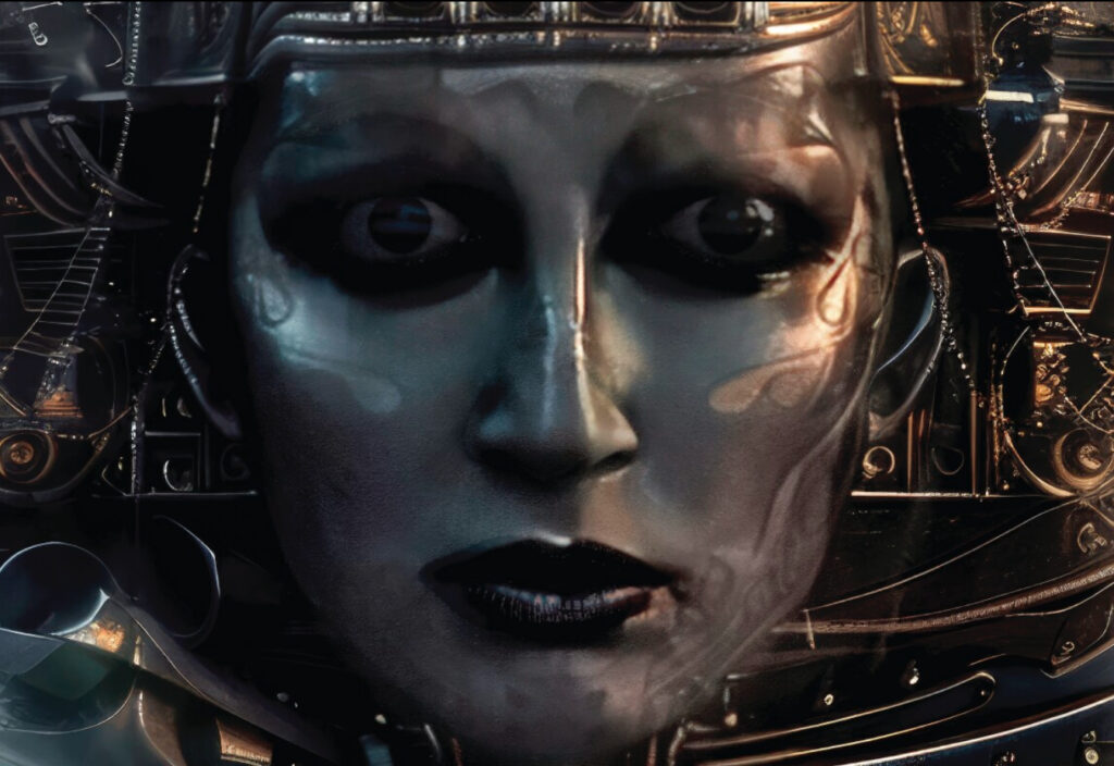 Italian singer Mina Mazzini’s album Gassa d’Amante cover art, reflecting timeless elegance and vibrant creativity