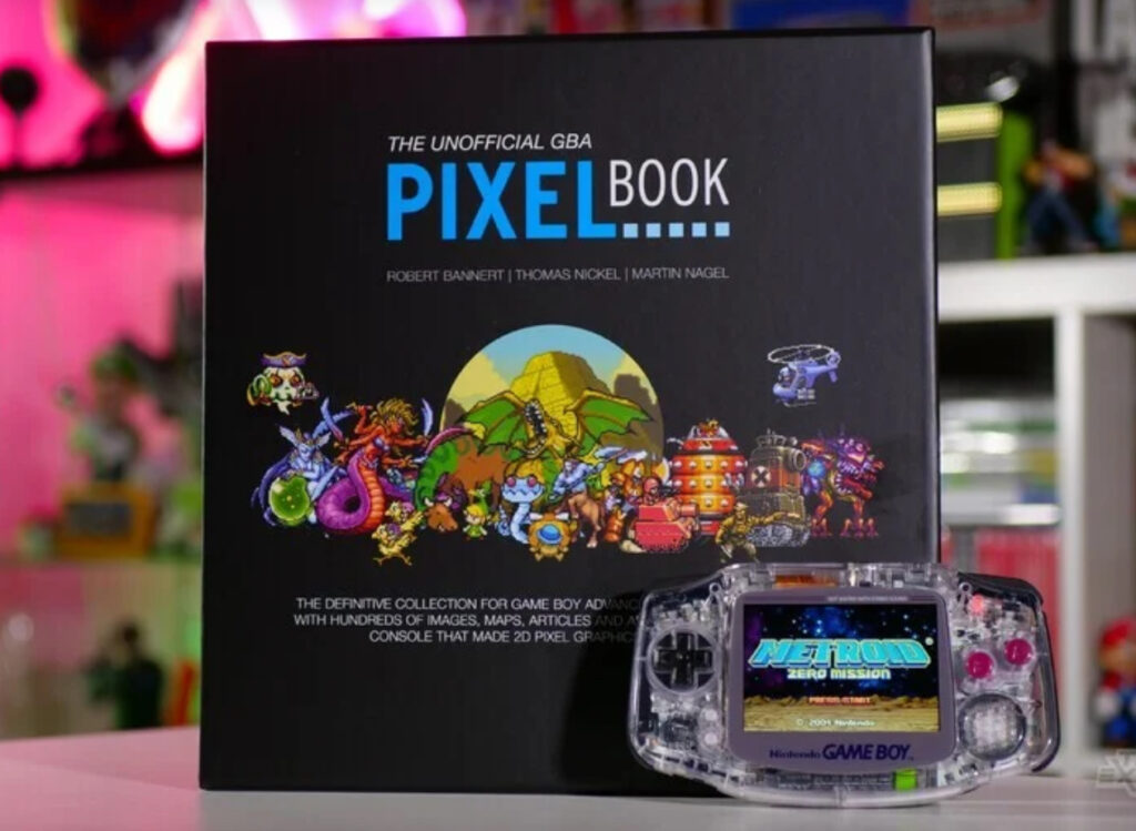 Cover of the GBA Pixel Book showcasing vibrant Game Boy Advance artwork, paying homage to the last great 2D gaming console