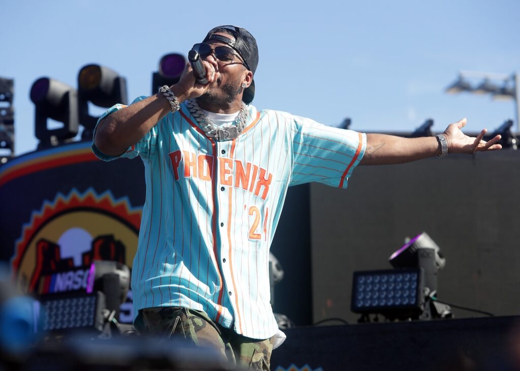 Nelly performing live on stage during his 25th anniversary “Where the Party At Tour,” celebrating Country Grammar