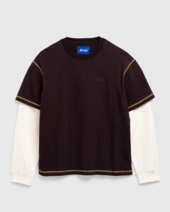 Awake NY Waffle Long-Sleeve in Washed Brown featuring a waffle-knit texture, ribbed cuffs, and a relaxed fit for streetwear style