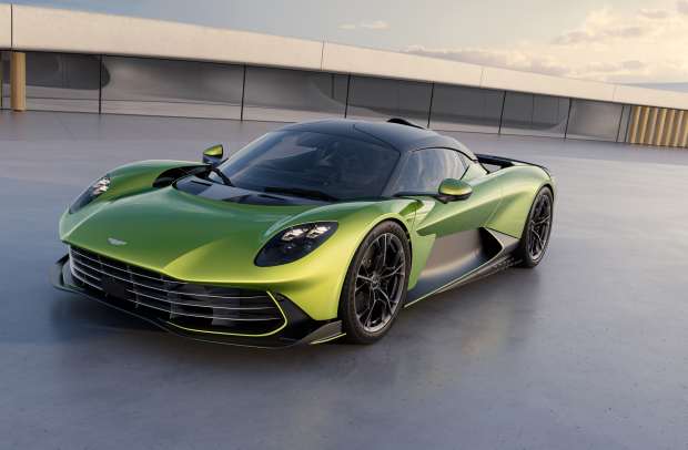 Aston Martin Valhalla supercar with hybrid technology, featuring sleek aerodynamics and Valkyrie-inspired design elements