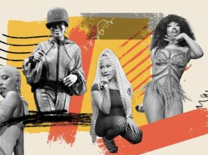 Nicki Minaj, Missy Elliott, Megan Thee Stallion, and Doja Cat performing on sold-out stages during their 2024 global tours, by Billboard 