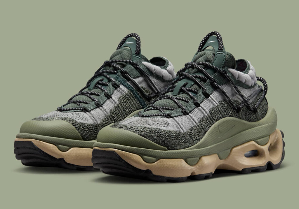 Nike Air Max Flyknit Venture in “Vintage Green” featuring layered green tones, a Flyknit upper, and visible Air Max cushioning