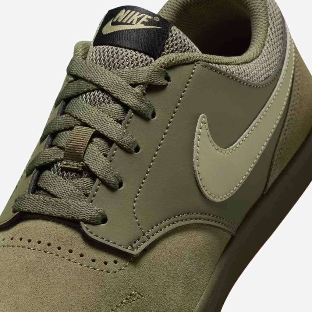 The Nike Fokus skate shoe featuring a clean, low-profile design with suede uppers, padded collar, and vulcanized rubber sole