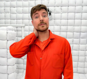 MrBeast hosting Beast Games, a high-stakes game show with 1,000 contestants competing for a $5 million prize on Amazon Prime
