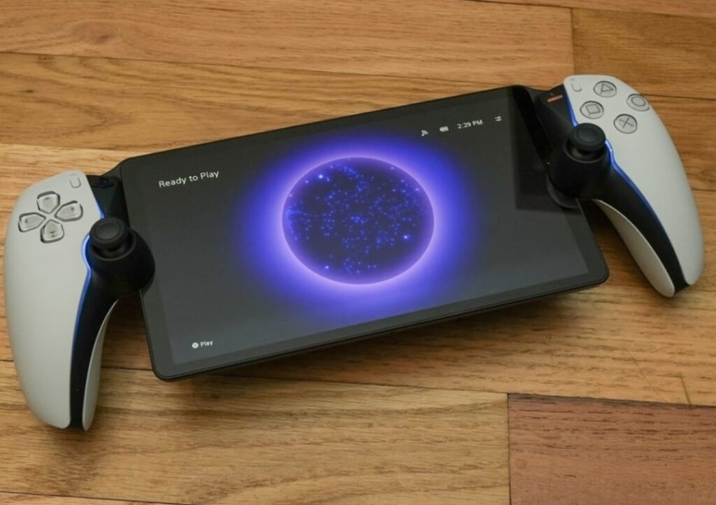 The PlayStation Portal device showcasing its cloud gaming capabilities, sleek design, and seamless connectivity