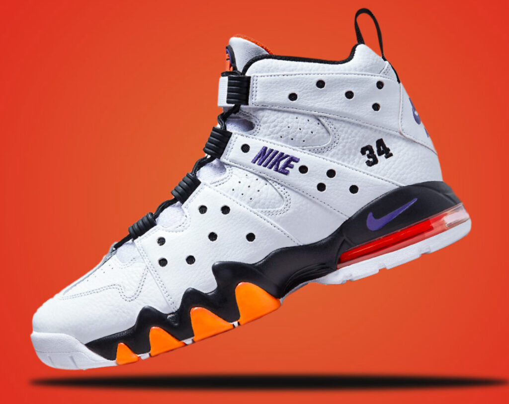 Nike Air Max2 CB 94 ‘Suns’ 2025 edition featuring black nubuck, purple, and orange accents with Air Max cushioning