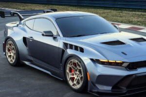 The 2025 Ford Mustang GTD, a high-performance vehicle with 800 horsepower, sleek design, and advanced aerodynamics on display