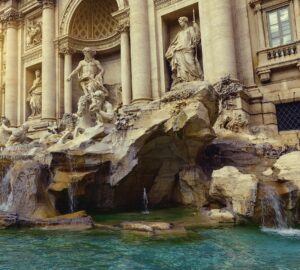 Restored Trevi Fountain in Rome, drawing visitors for the 2025 Jubilee Year celebrations