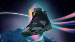 Air Jordan 6 “Bordeaux” showcasing a sleek black and gray upper with vibrant maroon accents and translucent smoky soles