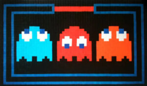 Invader’s Prisoners - Signed, 2007, a pixelated mosaic featuring confined human figures within a grid-like composition