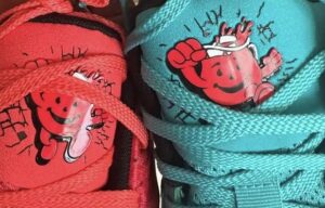 Image of Nike Ja 2 “Kool-Aid” sneakers featuring vibrant red and pink accents with playful, bold color details