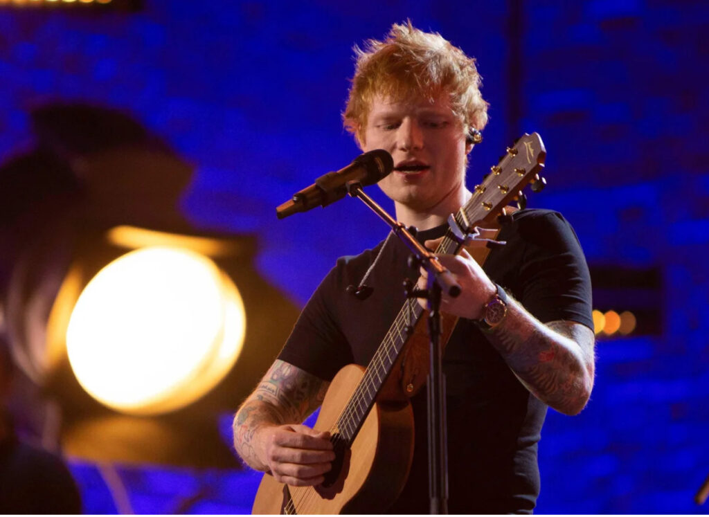 Ed Sheeran speaking to young musicians in Northern Ireland, sharing advice on music, failure, and creative perseverance