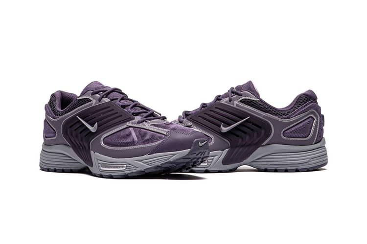 Nike Air Pegasus Wave ‘Dark Raisin’ sneaker with a rich purple upper, metallic Swoosh, and futuristic TPU accents