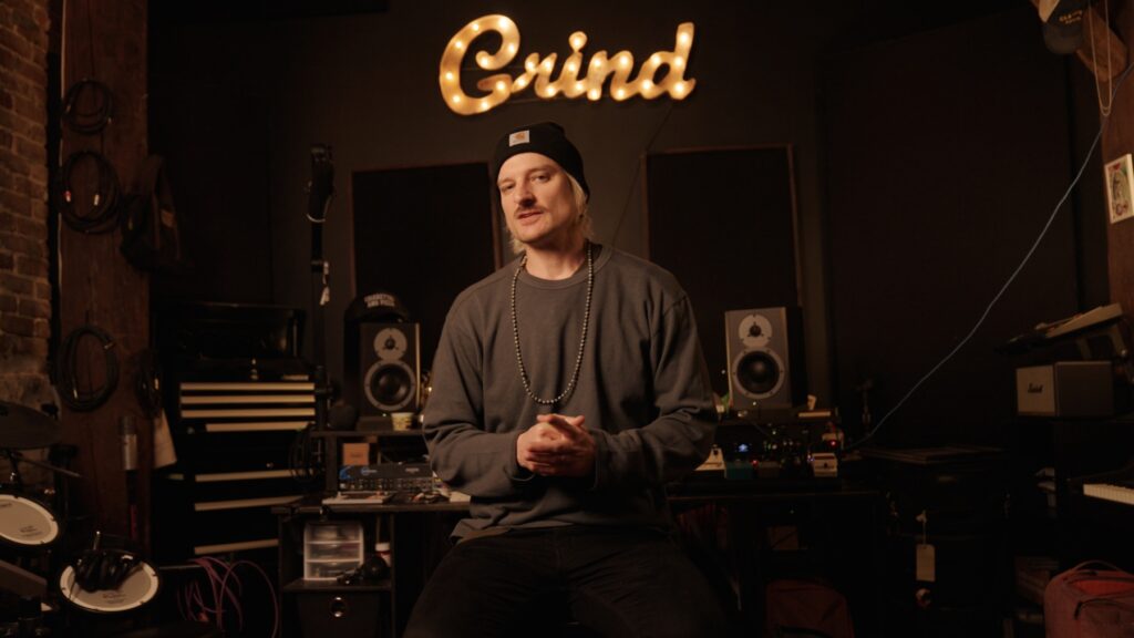 Mikey Reaves, a Country Music Award-winning producer, working in a Nashville studio on Cody Johnson’s album Leather