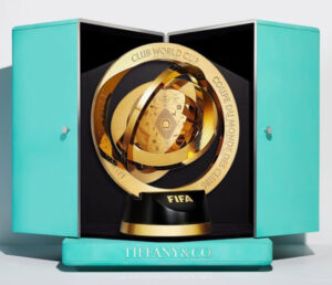 FIFA x Tiffany & Co. trophy crafted in sterling silver and gold, symbolizing football excellence and luxury design