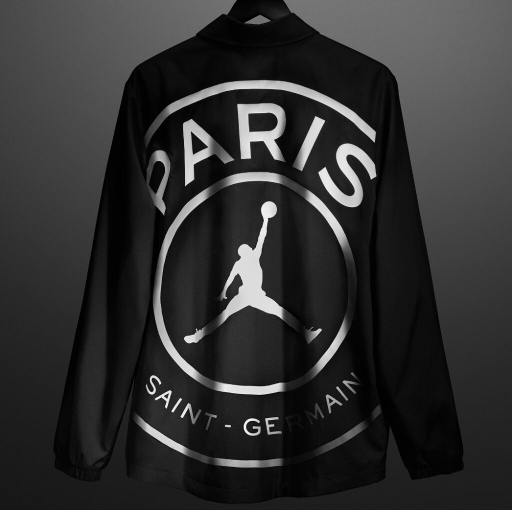 PSG’s 2024/25 fourth kit from the Wings Collection by Jordan Brand, featuring sleek black and gold details with the Jumpman logo