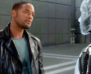 Will Smith in I, Robot, the 2004 sci-fi thriller experiencing renewed popularity on streaming platforms in 2025