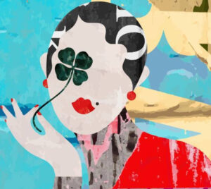 A vibrant digital collage by Clover Gustavo Cheneaux, featuring layered urban textures and street-inspired elements