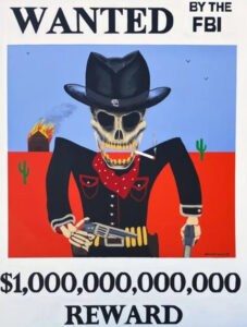 Jack Graves III’s Wanted Cowboy Death (2025) featuring a skeletal cowboy with vibrant colors and intricate details