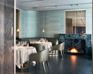 Interior of Armani/Ristorante showcasing luxurious decor and gourmet Italian dishes in an upscale dining atmosphere