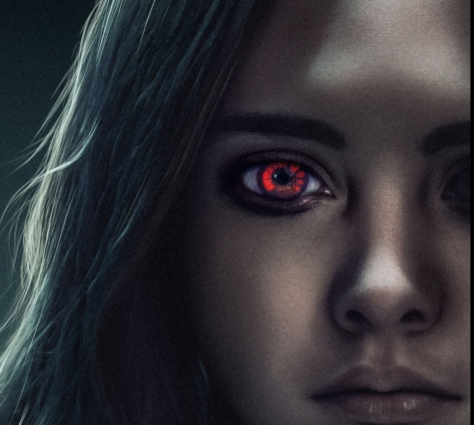 M3GAN 2.0 promotional poster featuring the AI doll in a futuristic setting with a darker, action-packed tone