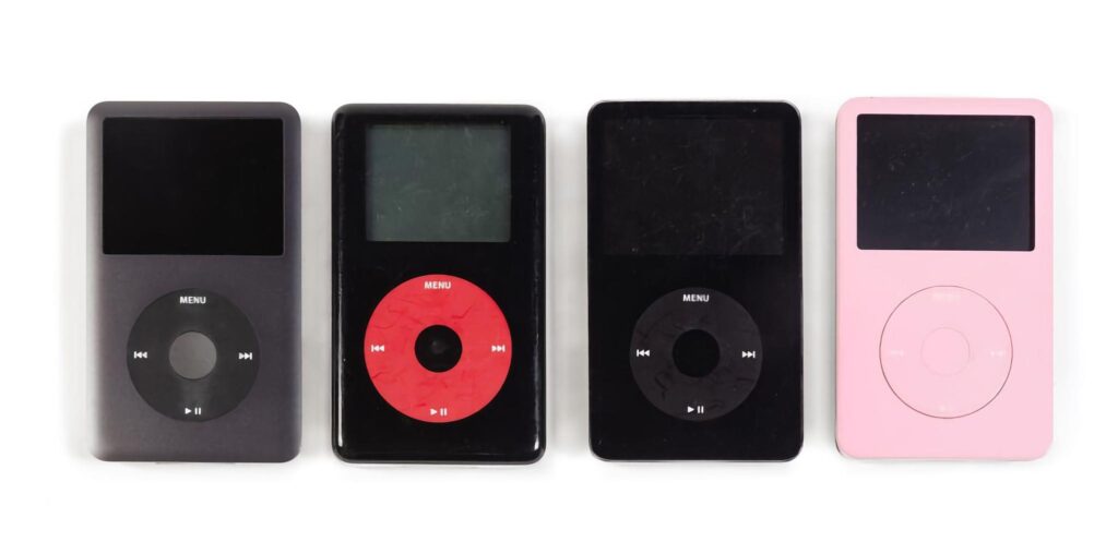 A collection of custom-designed iPods from Karl Lagerfeld’s personal estate, showcasing his unique blend of luxury and tech