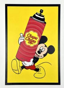 Mickey Chupa Spray by DEATH NYC, a 2020 limited-edition print featuring Mickey Mouse holding a Chupa Chups spray can