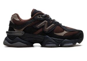 Alt Text: New Balance 9060 “Rich Oak” and “Phantom” sneakers feature a stylish, chunky silhouette with premium suede and mesh materials