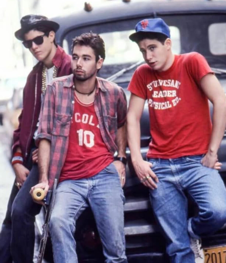 Beastie Boys on East 18th Street and Broadway, NYC, 1986, captured by Sunny Bak, embodying the city’s evolving hip-hop scene