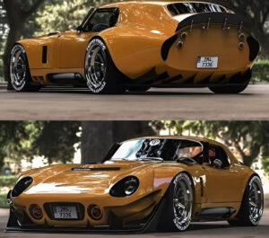 A sleek, futuristic Shelby Daytona Coupe with aggressive aerodynamics, modern LED lighting, and a high-tech carbon fiber body