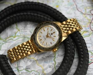 A vintage-inspired Rado Captain Cook Over-Pole watch with a rotating world-time bezel, blending retro aesthetics with modern upgrades