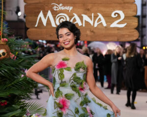 Aulia Cravalho and Dwayne Johnson at the Moana 2 UK premiere, celebrating the films record-breaking box office success