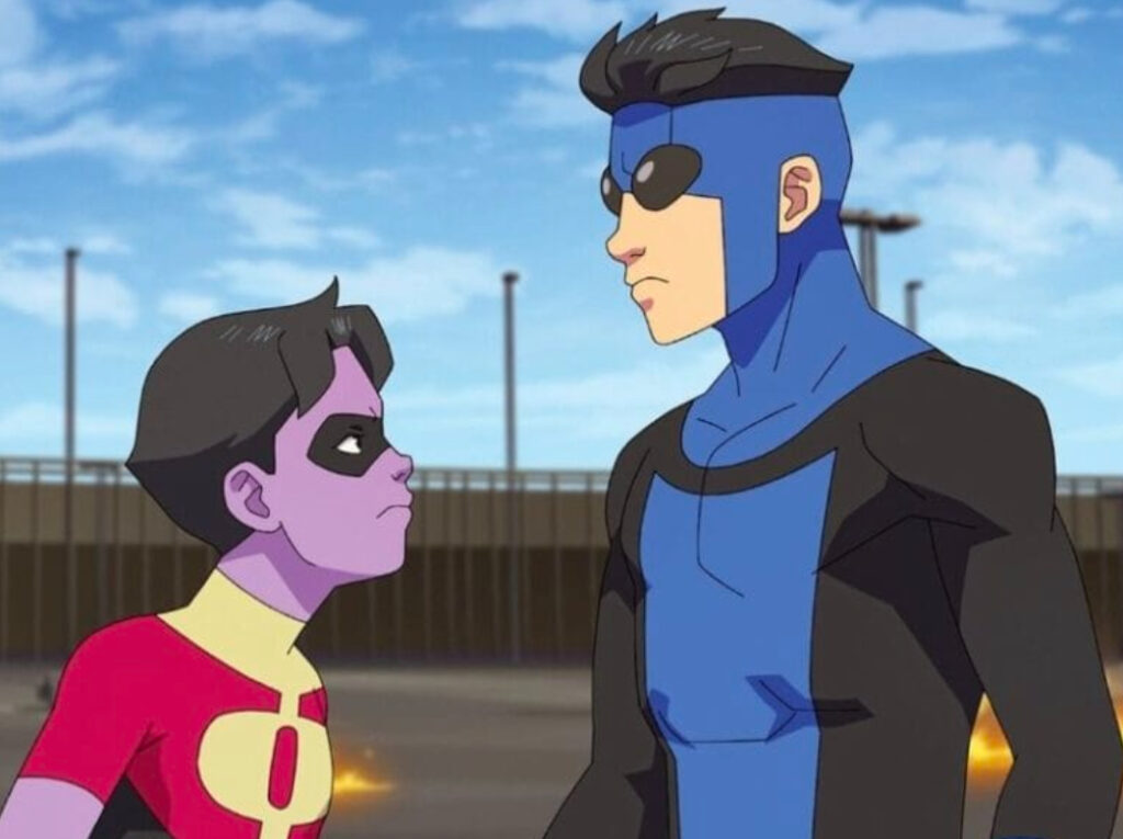 Invincible Season 3 poster featuring Mark Grayson in battle, showcasing intense action and new challenges for the hero