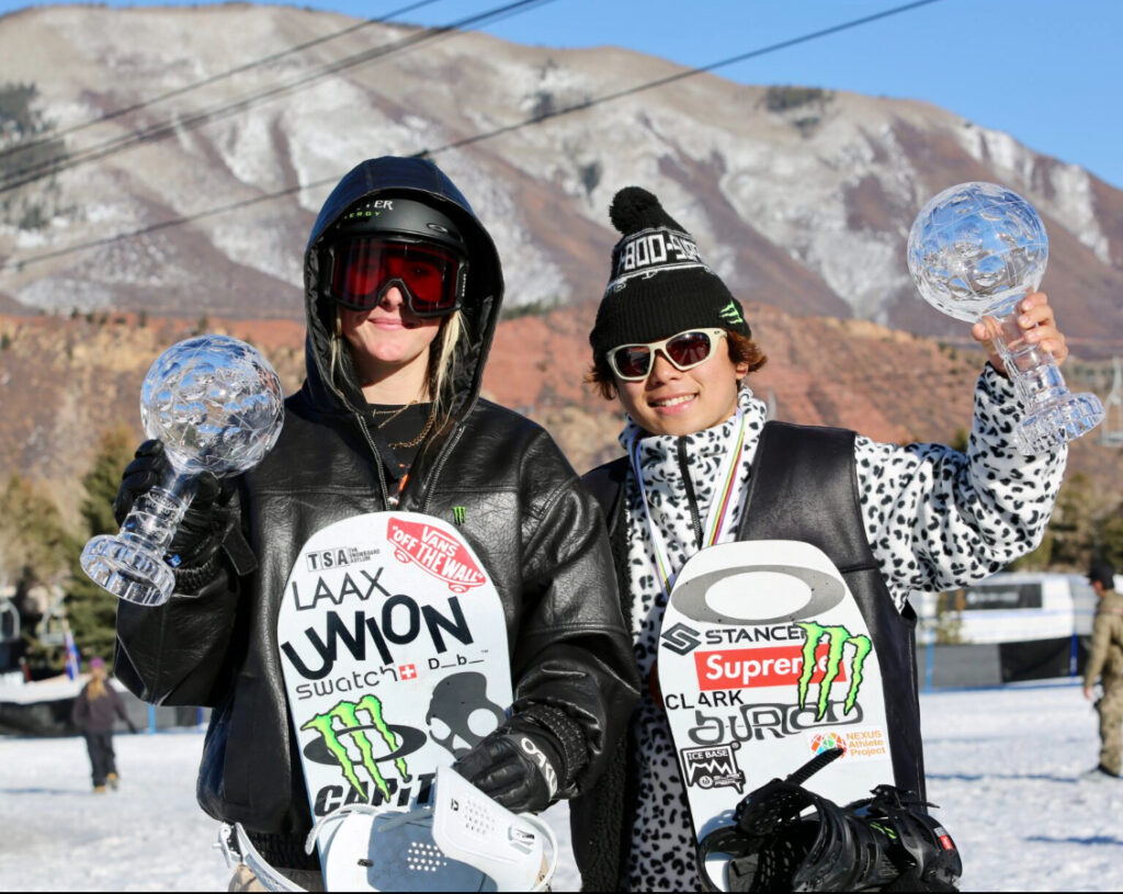 British snowboarder Mia Brookes celebrates her second consecutive Crystal Globe Big Air title, showcasing her elite talent