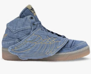 The adidas JS Wings Jeremy Scott Denim Hi-Top fuses denim, wings, and high-top style, making it a standout fashion statement