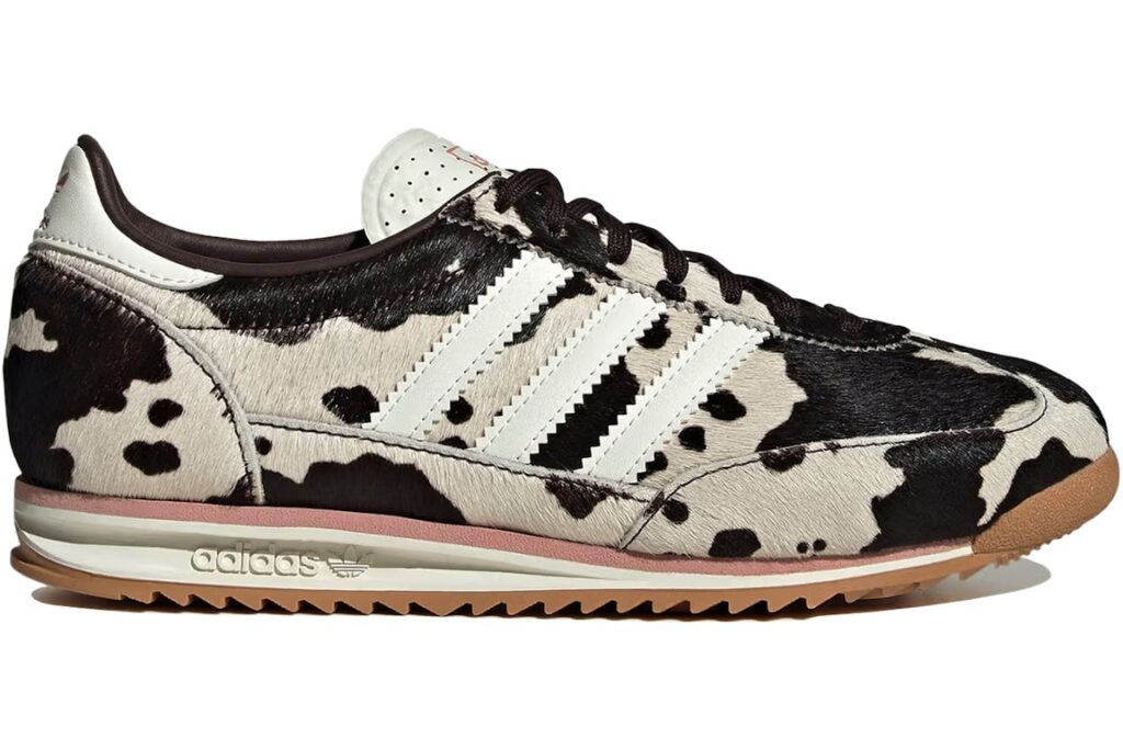 adidas SL72 OG Cow Print (Women's) featuring a unique black-and-white cow print pattern, merging vintage style with modern fashion