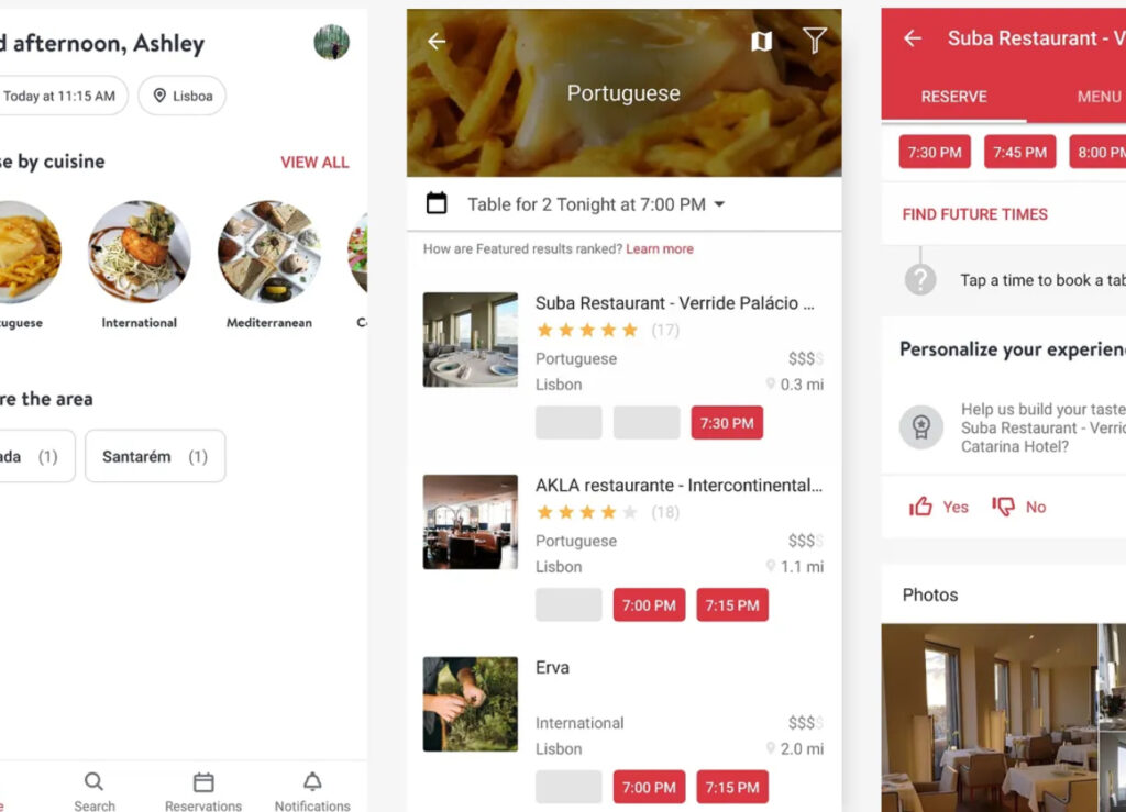 OpenTable app interface displaying its enhanced features and functionality designed to attract high-end restaurants and discerning diners